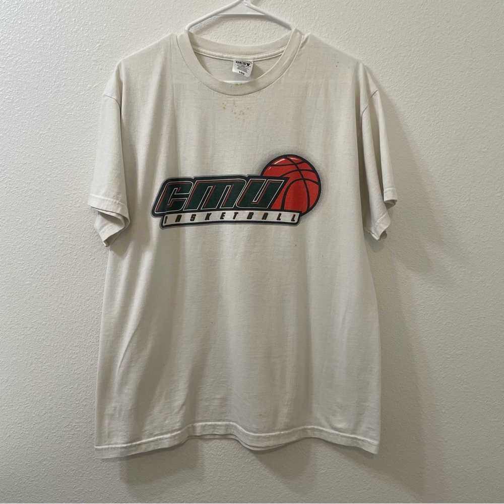 Fruit of the loom CMU Basketball shirt white large